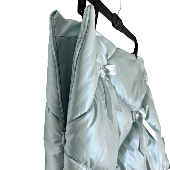 Forever 21 x Hello Kitty Quilted Mini Skirt Aqua iridescent NEW! SZXL - Picture 6 of 11